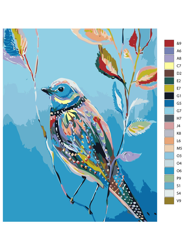 Картина по номерам &amp;quot;Птичка на ветке&amp;quot;