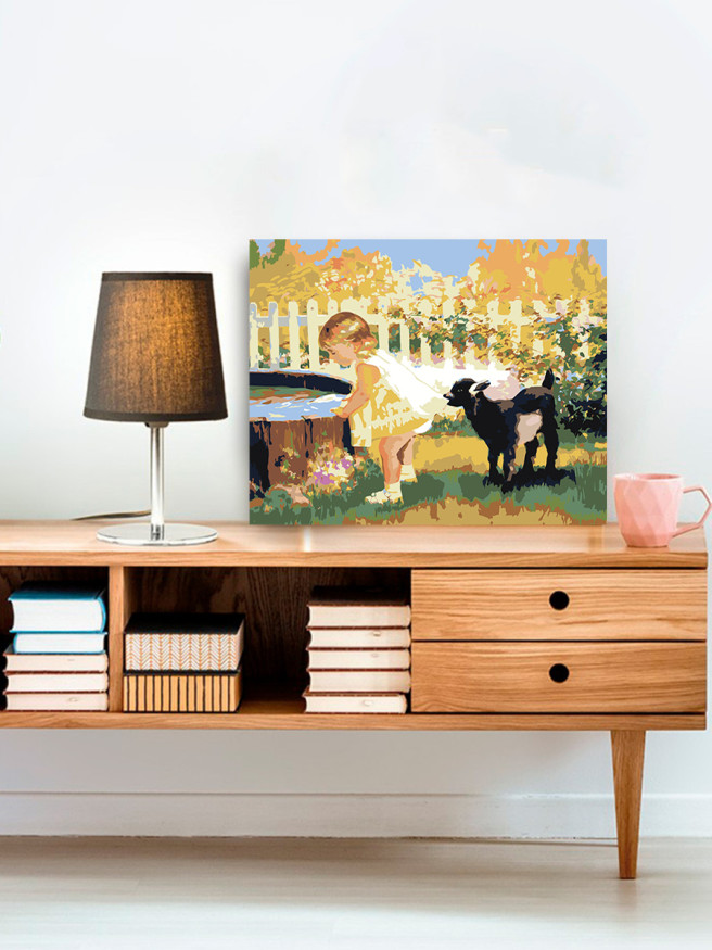 Картина по номерам &amp;quot;Девочка с козлёнком&amp;quot;