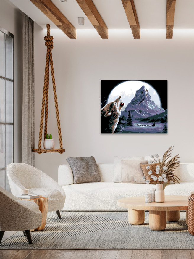 Картина по номерам &amp;quot;Волк воет на луну&amp;quot;