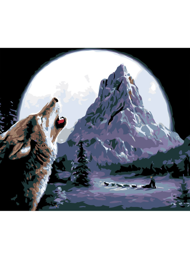 Картина по номерам &amp;quot;Волк воет на луну&amp;quot;