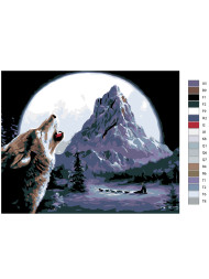 Картина по номерам &amp;quot;Волк воет на луну&amp;quot;