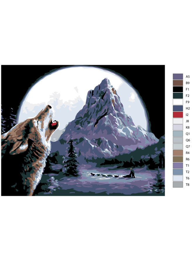 Картина по номерам &amp;quot;Волк воет на луну&amp;quot;