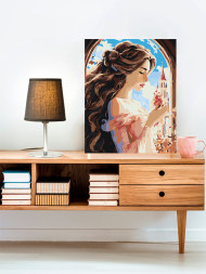 Raqamlar bo'yicha rasm "Deraza oldida chiroyli qiz"