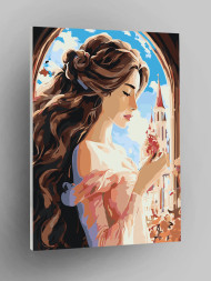 Raqamlar bo'yicha rasm "Deraza oldida chiroyli qiz"