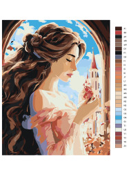 Raqamlar bo'yicha rasm "Deraza oldida chiroyli qiz"