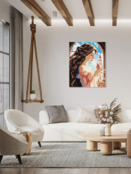 Raqamlar bo'yicha rasm "Deraza oldida chiroyli qiz"