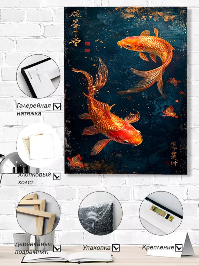 Постер на холсте &amp;quot;Парящие карпы&amp;quot;