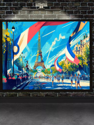 Постер на холсте &amp;quot;Парижский марафон у Эйфелевой башни&amp;quot;