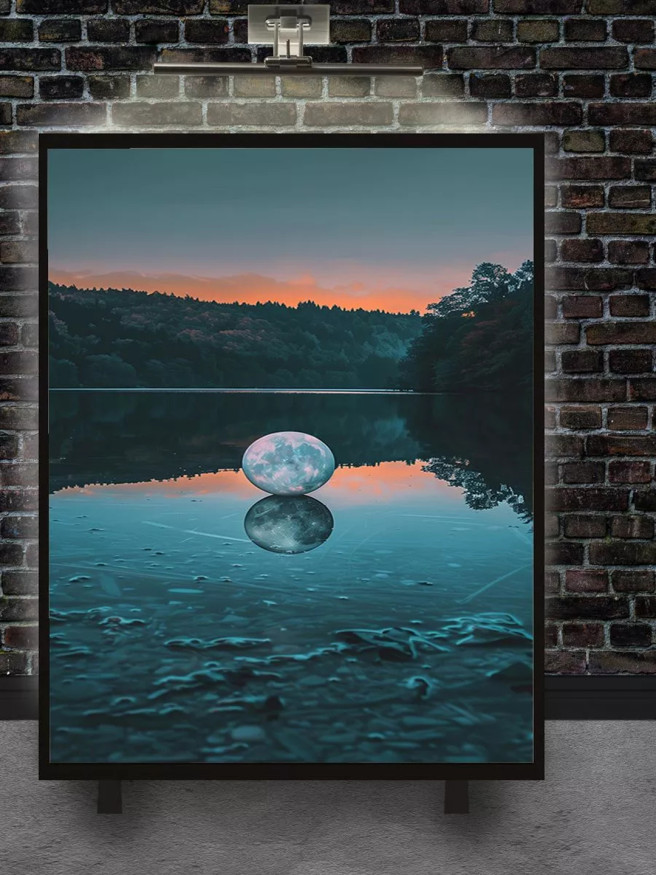 Holstga bosilgan poster &amp;quot;Oyna yuzasidagi oy&amp;quot;