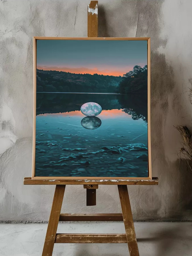 Holstga bosilgan poster &amp;quot;Oyna yuzasidagi oy&amp;quot;