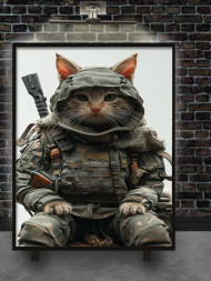 Постер на холсте &amp;quot;Боевой кот в броне&amp;quot;