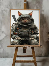 Постер на холсте &amp;quot;Боевой кот в броне&amp;quot;