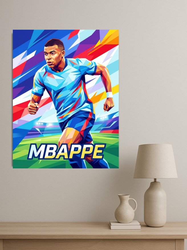 Holstga bosilgan poster &amp;quot;Futbolchi Mbappe&amp;quot;