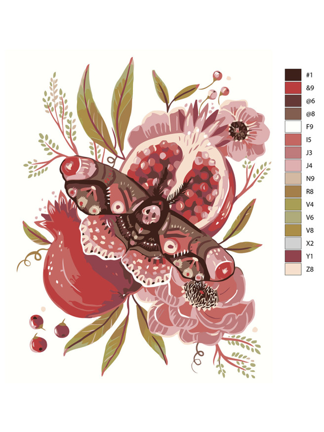 Картина по номерам &amp;quot;Бабочка на гранате&amp;quot;