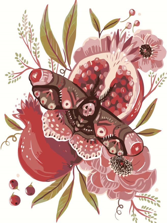 Картина по номерам &amp;quot;Бабочка на гранате&amp;quot;