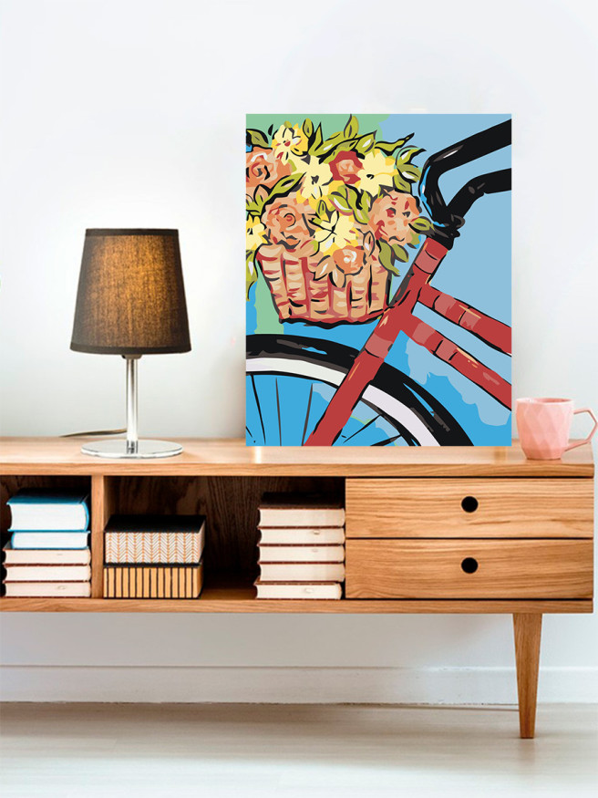 Картина по номерам &amp;quot;Велосипед с корзинкой цветов&amp;quot;