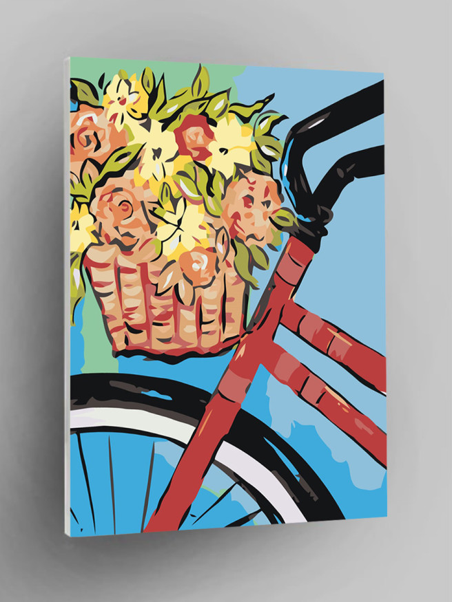 Картина по номерам &amp;quot;Велосипед с корзинкой цветов&amp;quot;