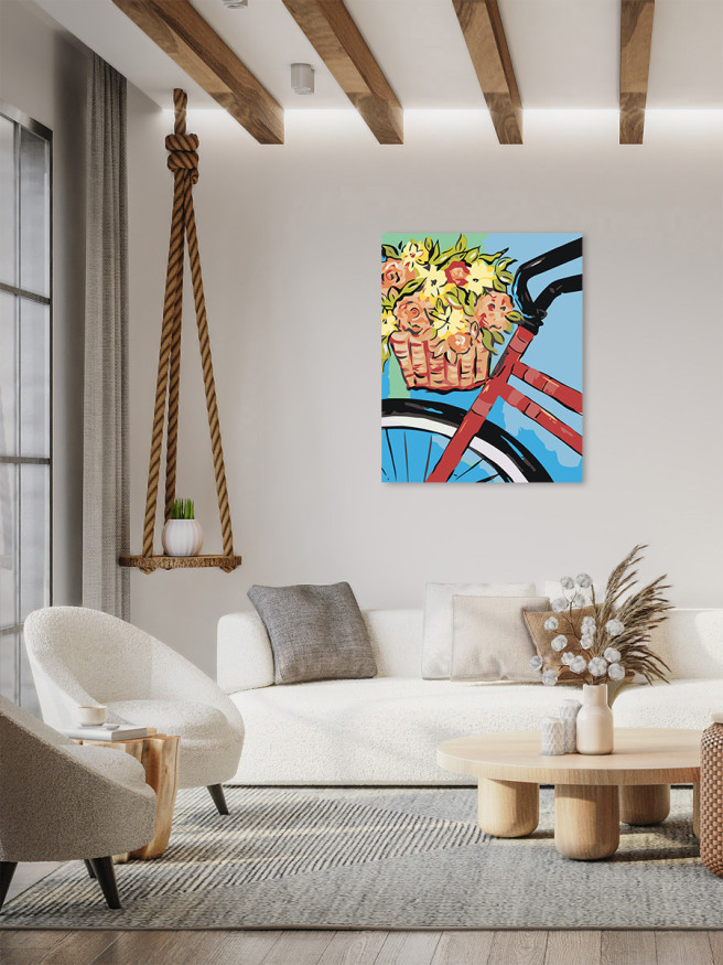 Картина по номерам &amp;quot;Велосипед с корзинкой цветов&amp;quot;