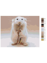 Картина по номерам "Мышка с саксофоном"