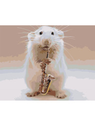 Картина по номерам "Мышка с саксофоном"