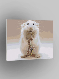 Картина по номерам "Мышка с саксофоном"