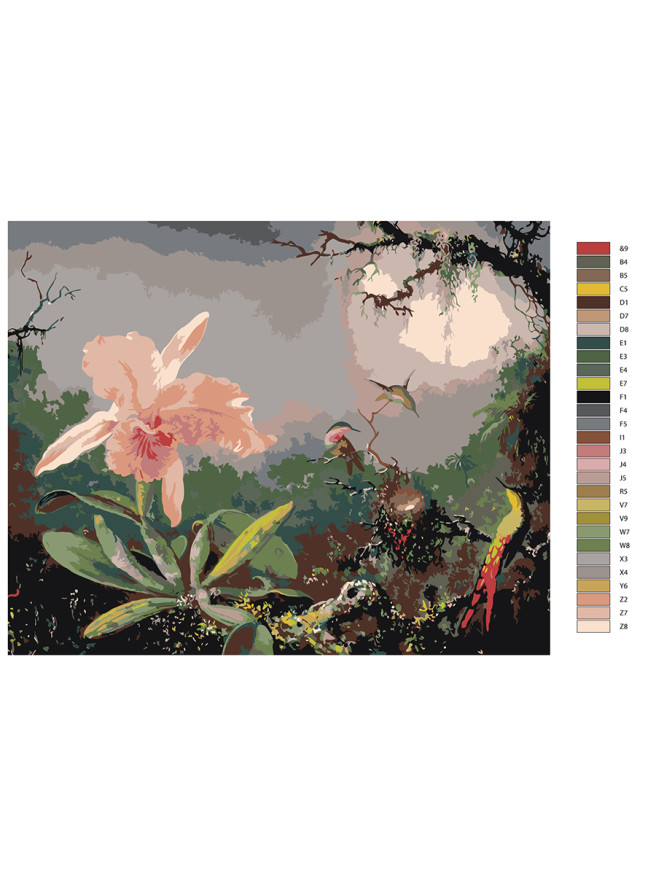 Картина по номерам &amp;quot;Цветы с птичками&amp;quot;