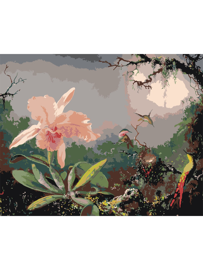 Картина по номерам &amp;quot;Цветы с птичками&amp;quot;