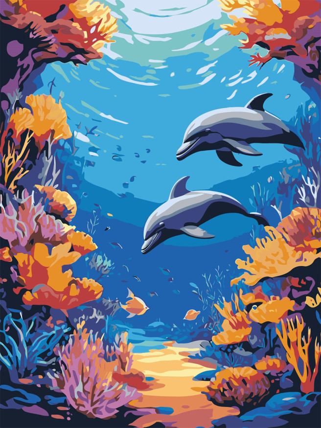 Картина по номерам &amp;quot;Пара дельфинов&amp;quot;
