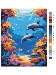 Raqamlar bo&#039;yicha rasm &quot;Delfinlar juftligi&quot;