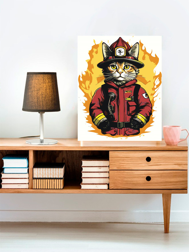 Картина по номерам &amp;quot;Кот-пожарный&amp;quot;