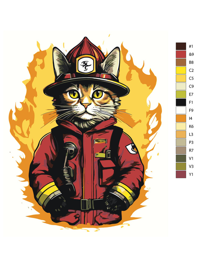 Картина по номерам &amp;quot;Кот-пожарный&amp;quot;