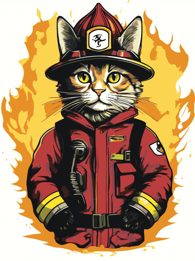 Картина по номерам &amp;quot;Кот-пожарный&amp;quot;