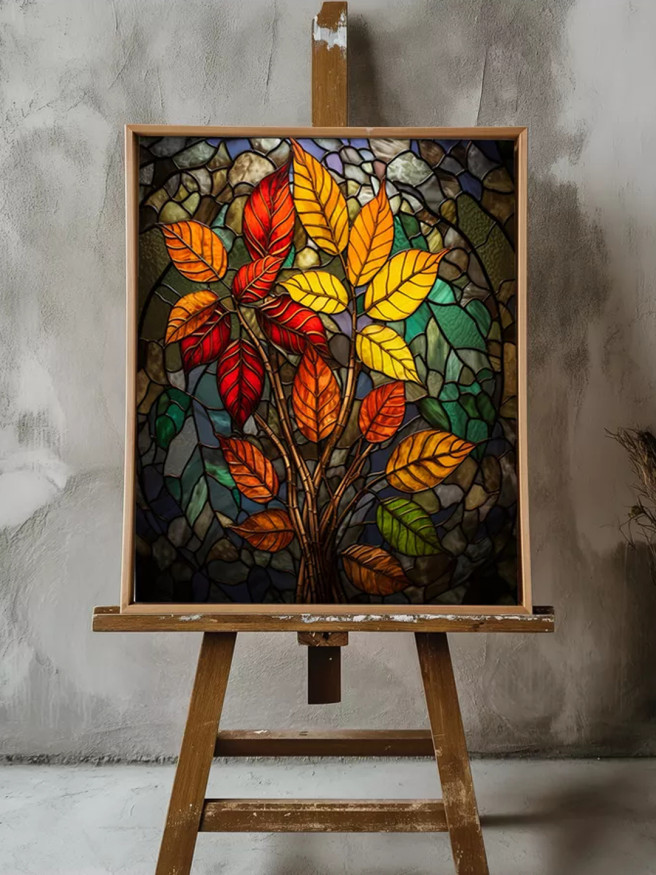 Holstga bosilgan poster &amp;quot;Vitraydagi kuzgi barglar&amp;quot;