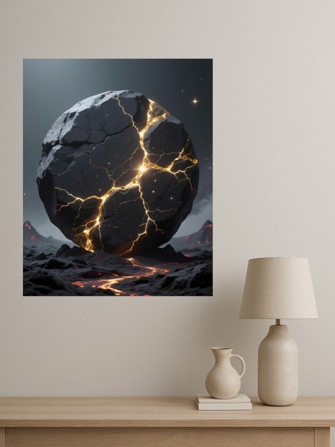 Постер на холсте &amp;quot;Золотая трещина в каменной сфере&amp;quot;