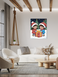 Картина по номерам "Дети с подарком"