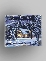 Raqamlar bo'yicha rasm "Qorda uy"