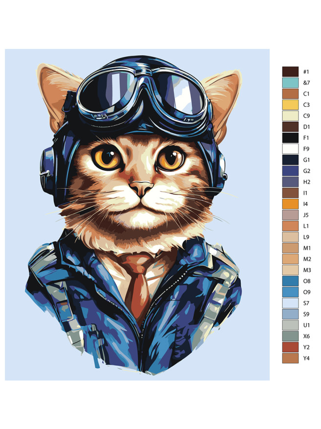 Картина по номерам &amp;quot;Кот-лётчик&amp;quot;