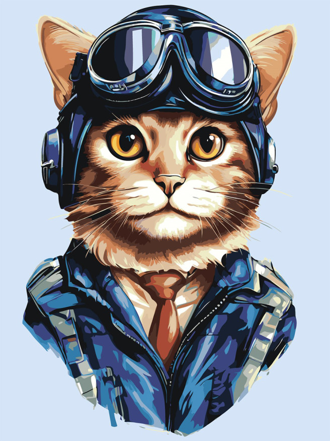 Картина по номерам &amp;quot;Кот-лётчик&amp;quot;