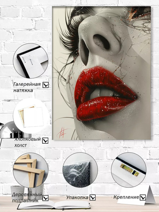 Holstga bosilgan poster &amp;quot;Qizil lablar&amp;quot;