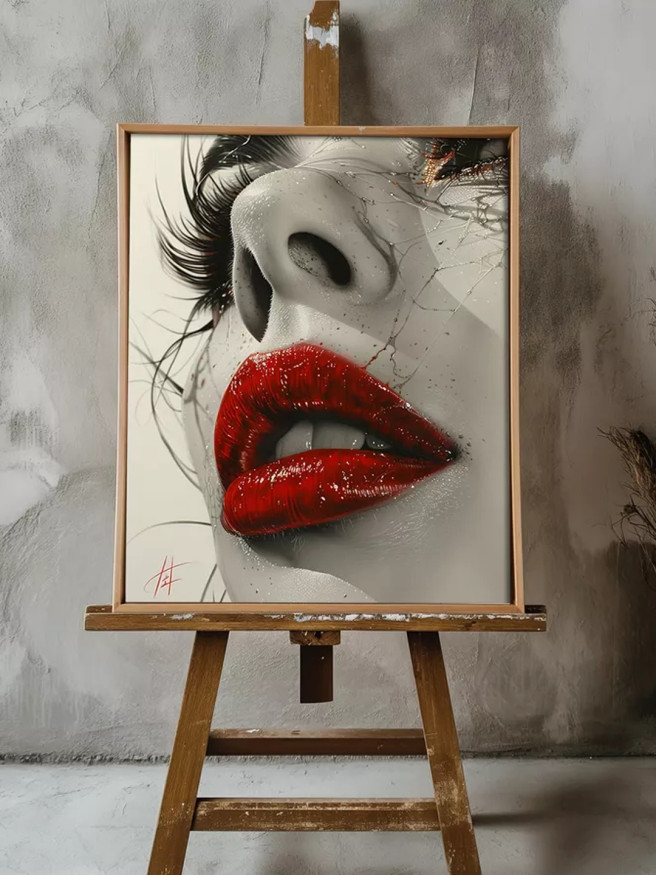 Holstga bosilgan poster &amp;quot;Qizil lablar&amp;quot;