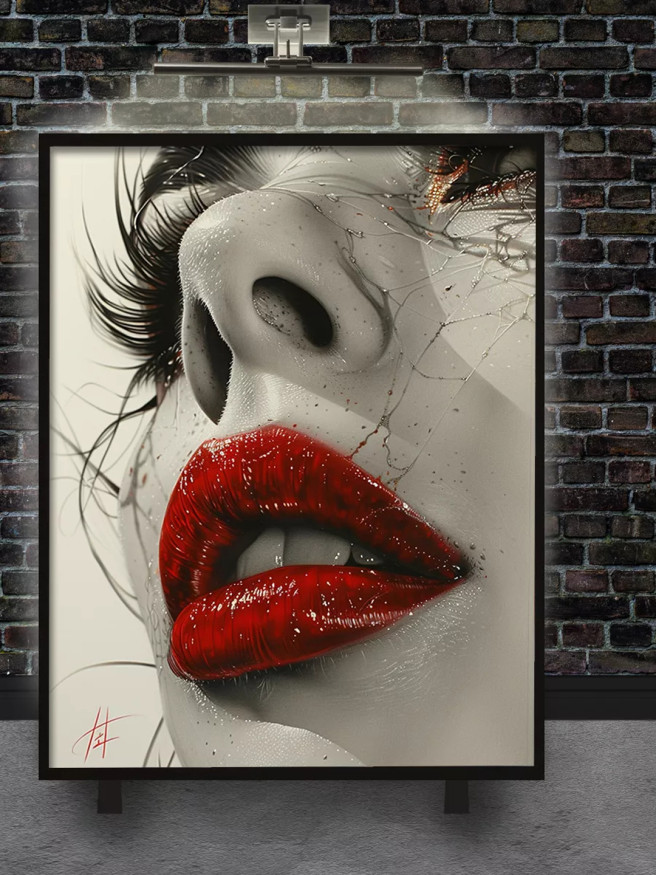 Holstga bosilgan poster &amp;quot;Qizil lablar&amp;quot;