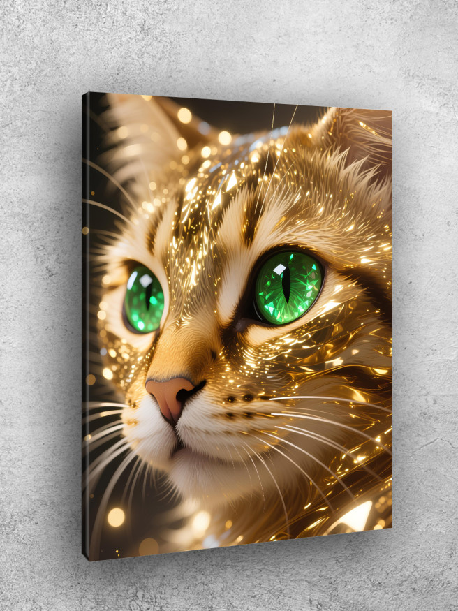 Постер на холсте &amp;quot;Золотая кошка с изумрудными глазами&amp;quot;