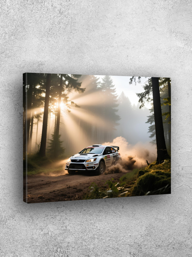 Постер на холсте &amp;quot;Раллийный автомобиль в лесу&amp;quot;