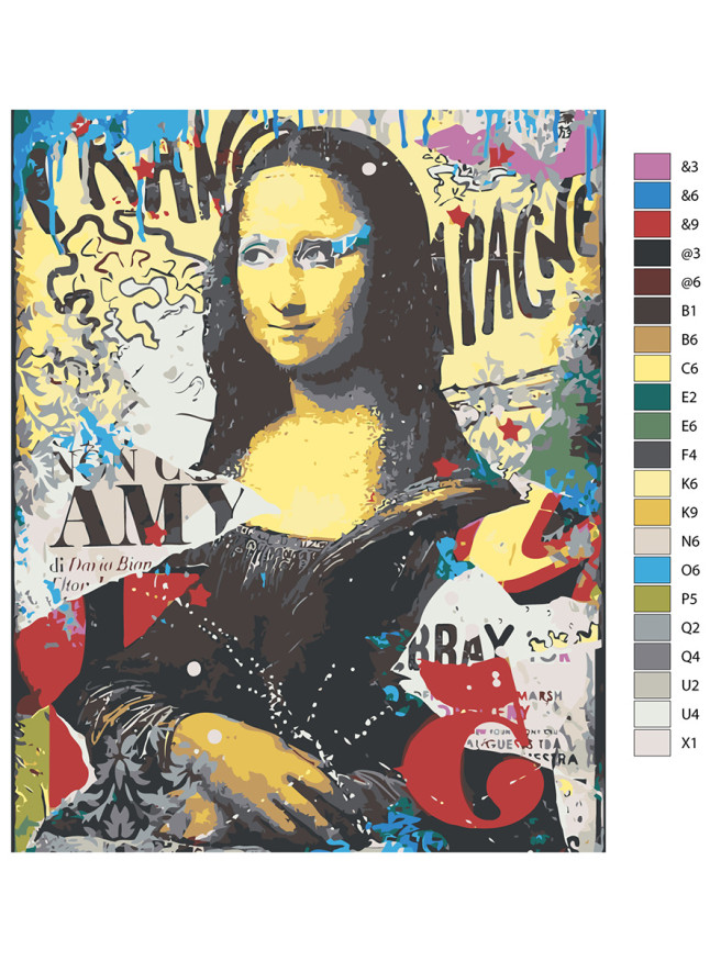 Raqamlar bo&amp;#039;yicha rasm &amp;quot;Leonardo da Vinchi - Mona Liza (pop-art)&amp;quot;