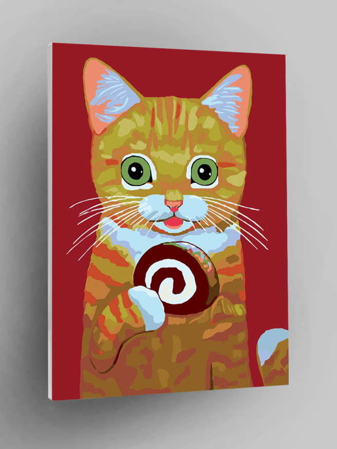 Картина по номерам &amp;quot;Котёнок с рулетом&amp;quot;