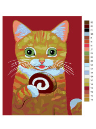 Картина по номерам &amp;quot;Котёнок с рулетом&amp;quot;