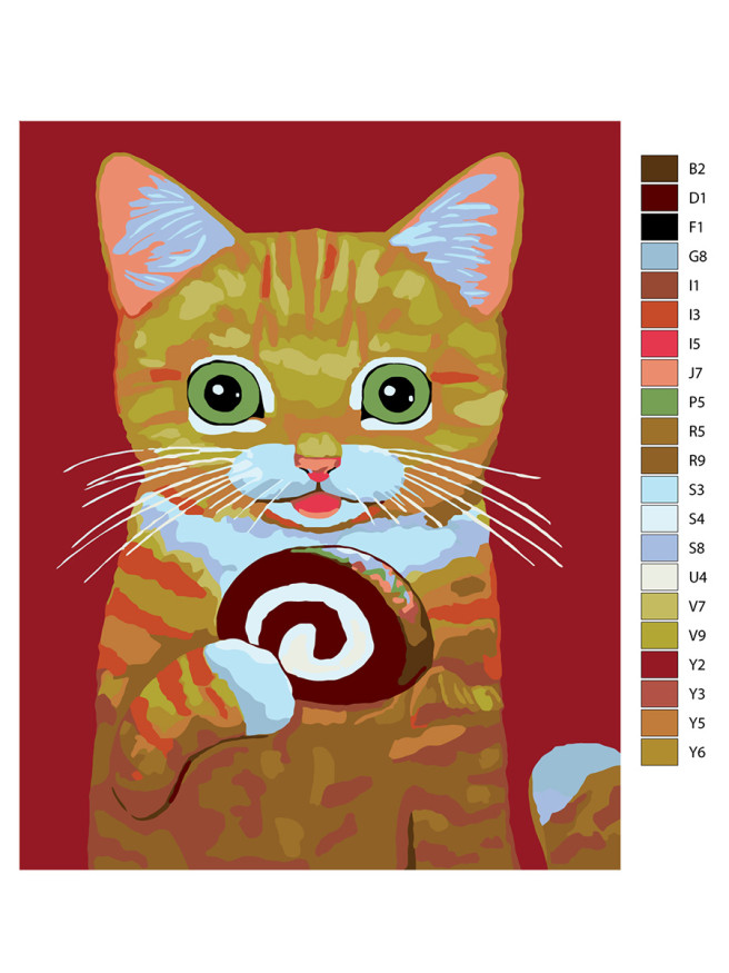 Картина по номерам &amp;quot;Котёнок с рулетом&amp;quot;