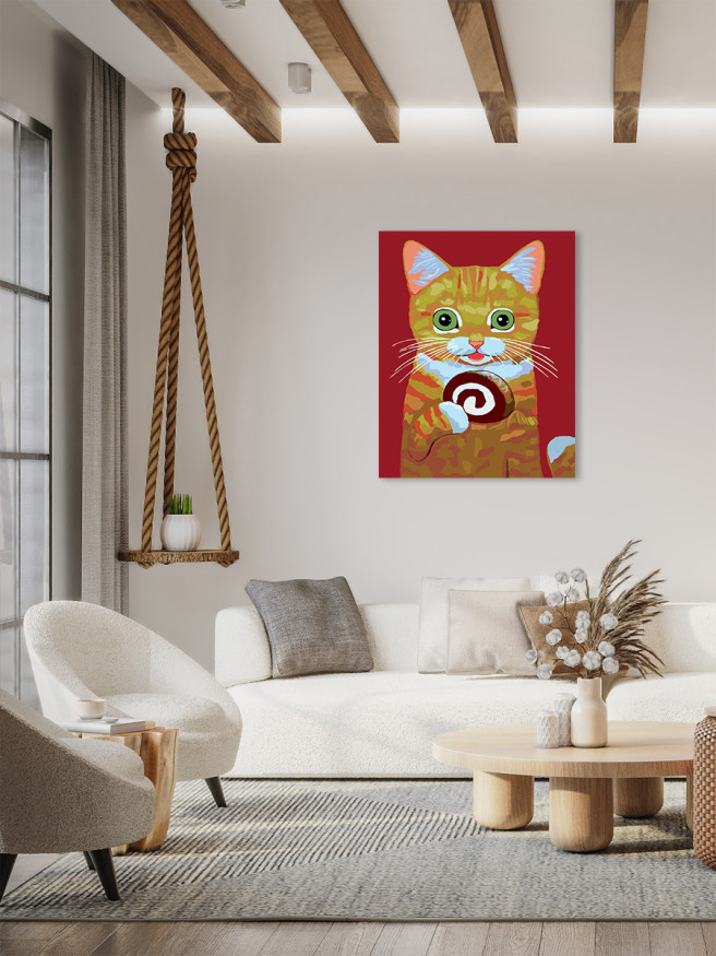 Картина по номерам &amp;quot;Котёнок с рулетом&amp;quot;