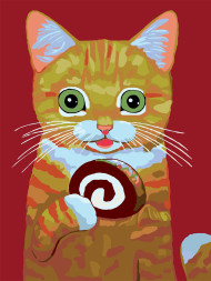 Картина по номерам &amp;quot;Котёнок с рулетом&amp;quot;