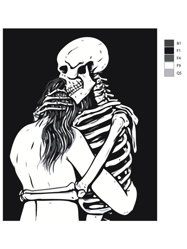 Raqamlar bo&amp;#039;yicha rasm &amp;quot;Qiz bilan skelet juftligi&amp;quot;